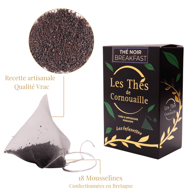 Thé noir Breakfast - 18 Infusettes Pyramides - Les Thés de Cornouaille