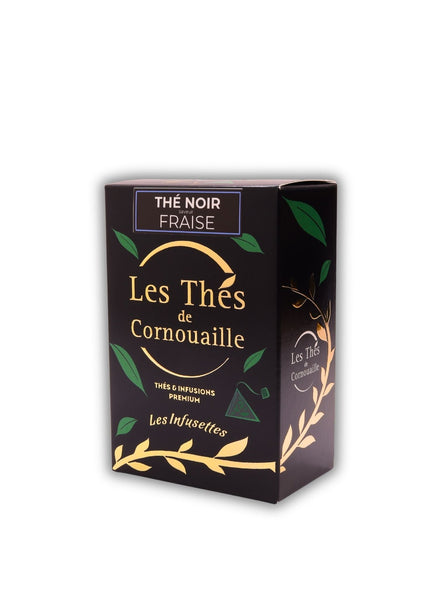 Thé noir Fraise - 18 Infusettes Pyramides - Les Thés de Cornouaille