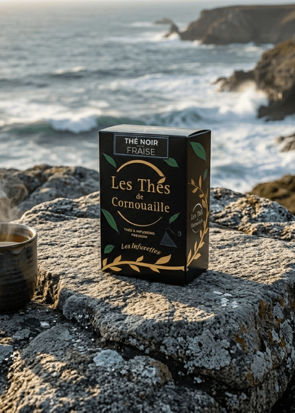 Thé noir Fraise - 18 Infusettes Pyramides - Les Thés de Cornouaille