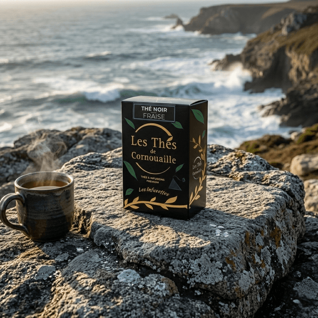 Thé noir Fraise - 18 Infusettes Pyramides - Les Thés de Cornouaille