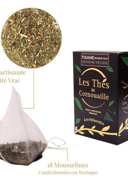 Tisane Verveine Mélisse - 18 Infusettes Pyramides - Les Thés de Cornouaille