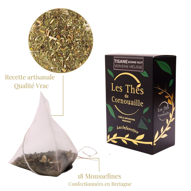 Tisane Verveine Mélisse - 18 Infusettes Pyramides - Les Thés de Cornouaille